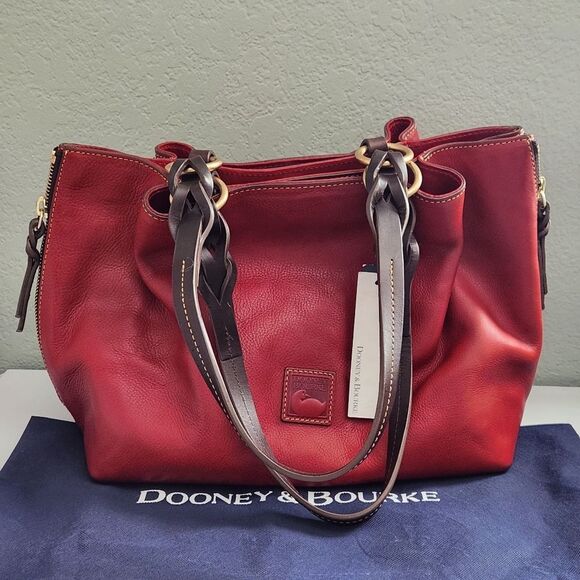 Dooney & Bourke Handbags - Dooney & Bourke Red Leather Florentine Large Zip Barlow Shoulder Bag NEW!